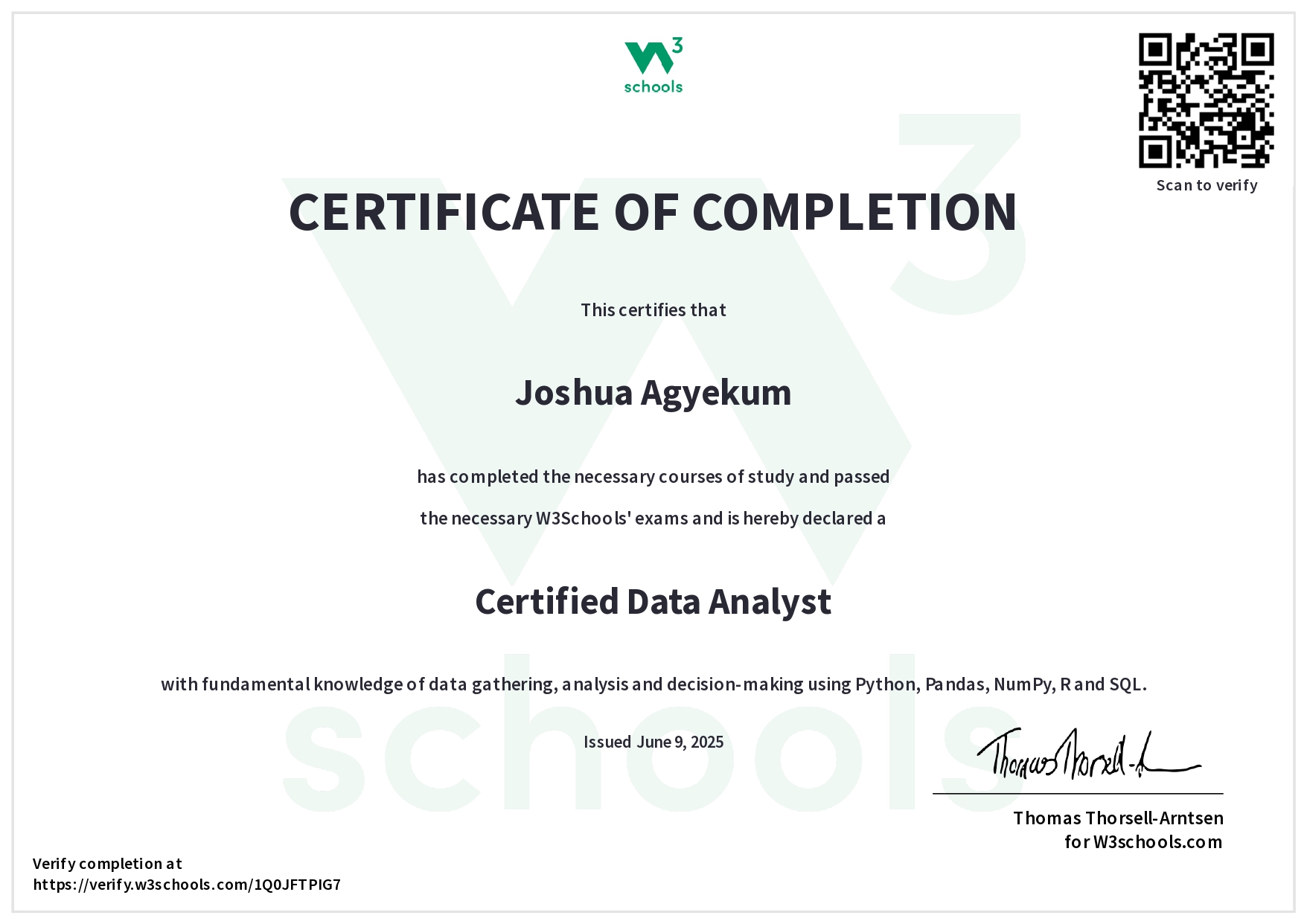Certification